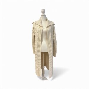 Sincerely Jules Cream Chunky Knit Long 42" Sweater Cardigan M